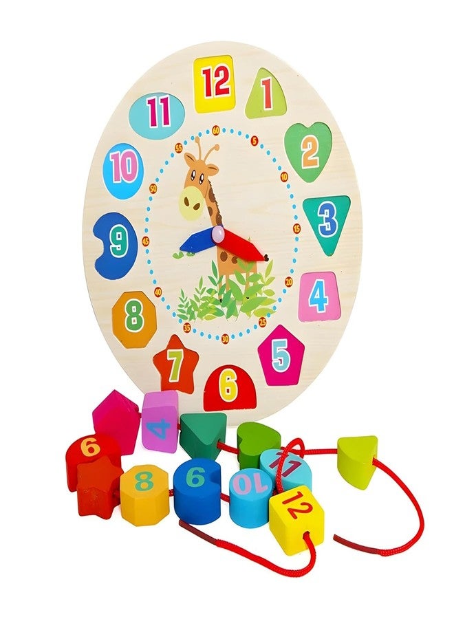 ABUDIT Wooden Learning Clock Sorting Clock - Teaching Time Number Puzzle Educational Teaching Clock Educational Learning Gift for Teaching Time, Numbers Toddler Baby Kids (Pack of 1, Multicolor) - Image 3